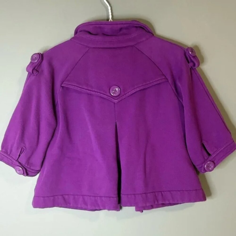 Chunky  Purple size M 3/4 length,button up short fitted sweater